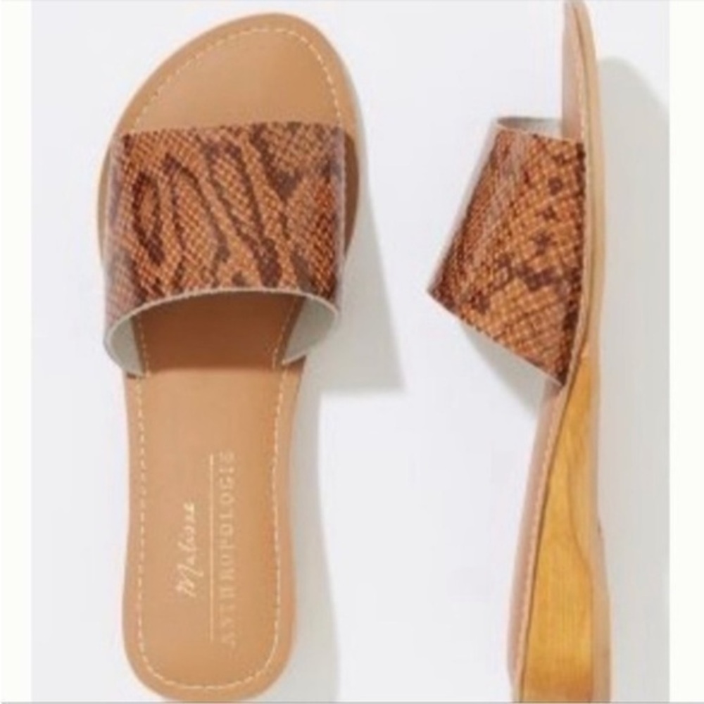 New Anthropologie Matisse Havana Sandals Leather Snake Print Slide 9